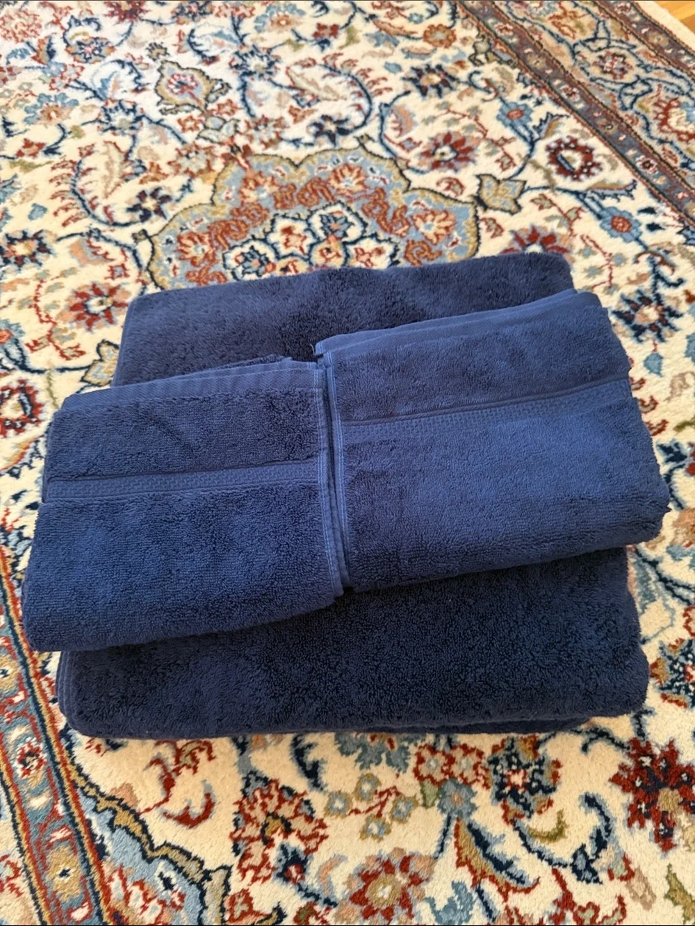 Opalhouse Navy Plush Hand Towels (2) & Worthington Bath Towels (2)